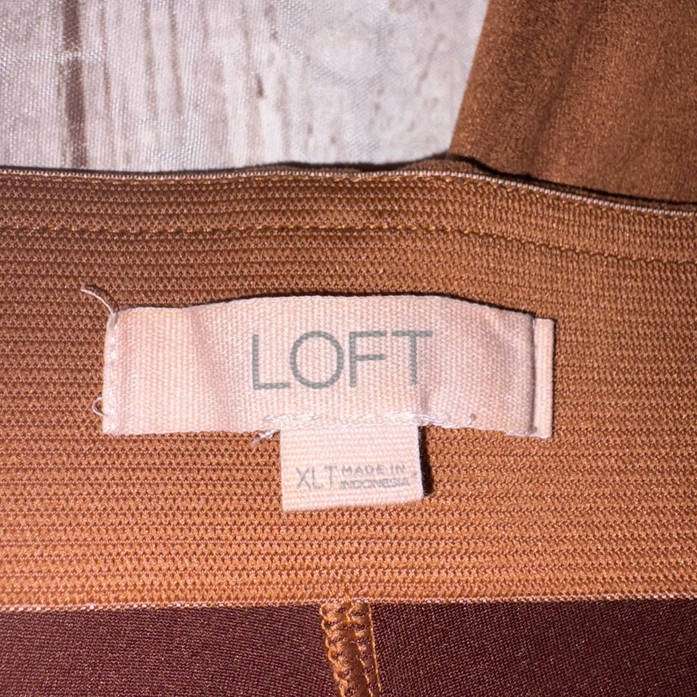 Ann Taylor loft faux suede skinny leggings toasted biscotti XLT - Picture 5 of 6